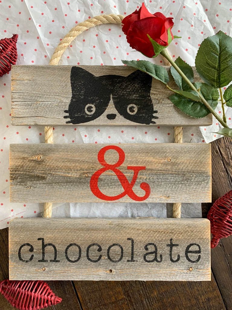 cat and chocolate - Wood Sign Wall Decor 