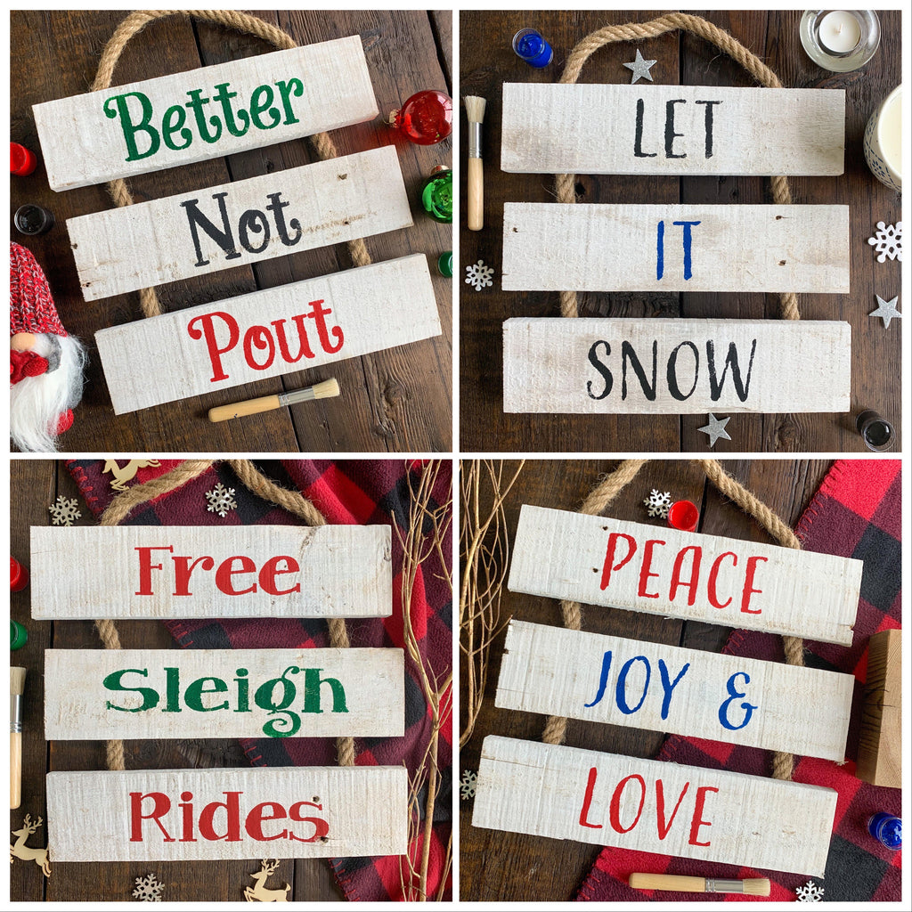 Holiday Whitewashed Ladder Signs