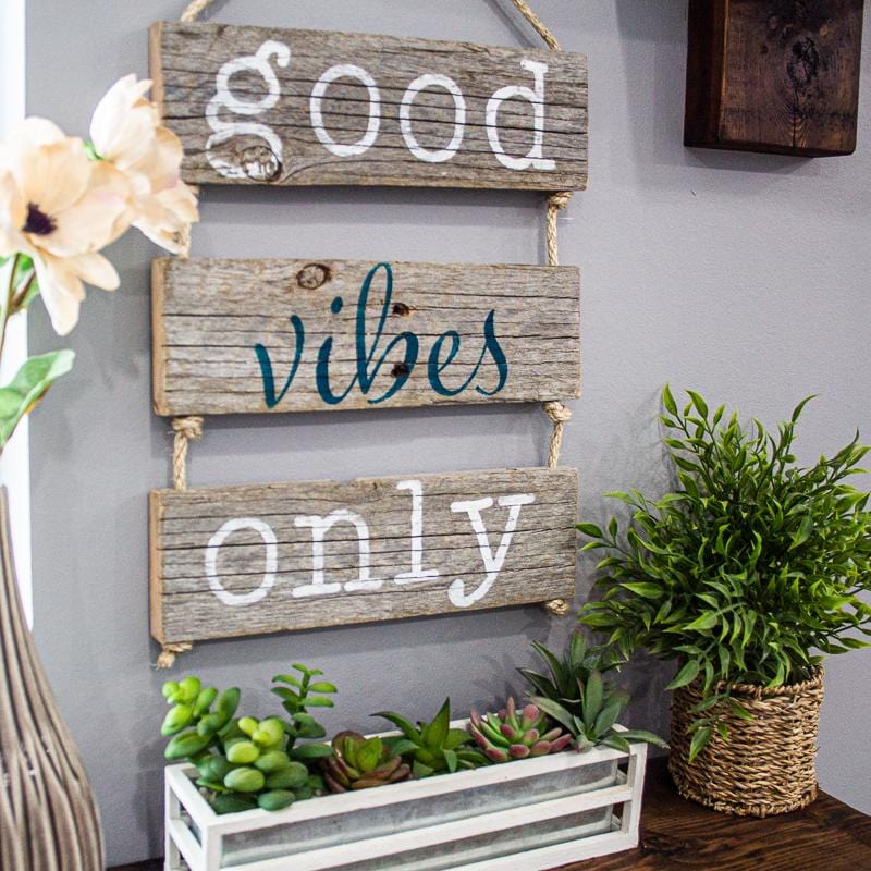 Good vibes only hand painted wood DIY craft kit sign
